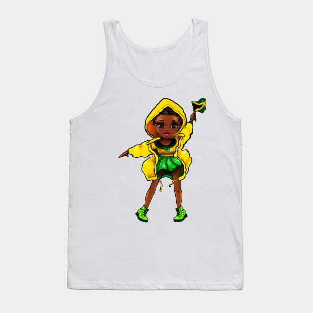 Jamaican girls women Jamaica Pride anime girl Chible Jamaica flag Tank Top by Artonmytee